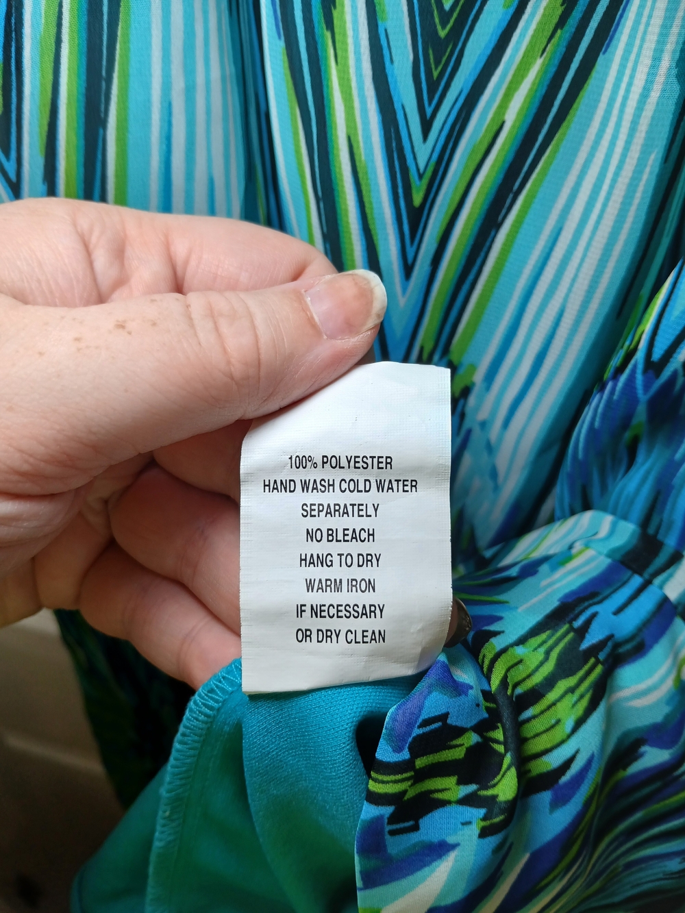 Rabbit Rabbit Rabbit Blue and Green Patterned Ruffle Sleeve Dress - Picture 3 of 4